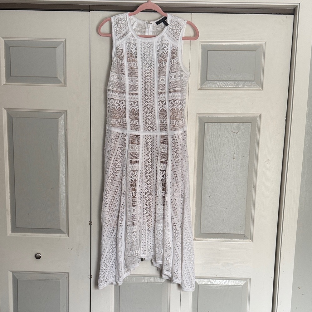 BCBGMAXAZRIA Claudette Lace Blocked Scarf Hem Dress size 8